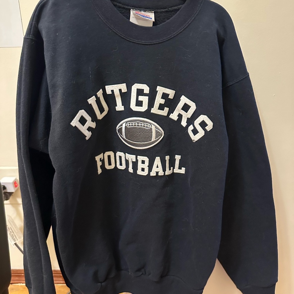 Hanes Black Rutgers Football Crewneck Sweater
